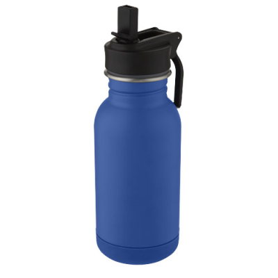 Picture of LINA 400 ML STAINLESS STEEL METAL SPORTS BOTTLE with Straw & Loop in Navy.