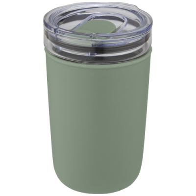 Picture of BELLO 420 ML GLASS TUMBLER with Recycled Plastic Outer Wall in Heather Green.