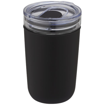 Picture of BELLO 420 ML GLASS TUMBLER with Recycled Plastic Outer Wall in Solid Black.