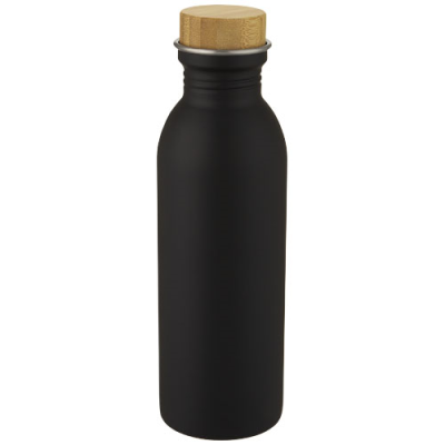 Picture of KALIX 650 ML STAINLESS STEEL METAL WATER BOTTLE in Solid Black.
