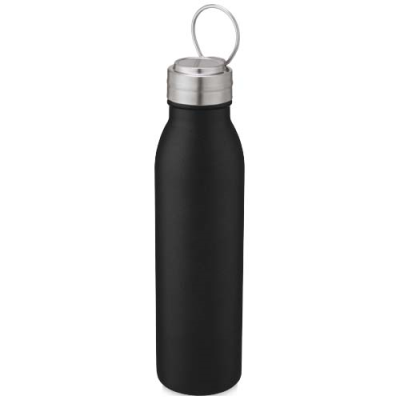 Picture of HARPER 700 ML STAINLESS STEEL METAL WATER BOTTLE with Metal Loop in Solid Black