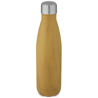 Picture of COVE 500 ML VACUUM THERMAL INSULATED STAINLESS STEEL METAL BOTTLE with Wood Print.
