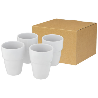 Picture of STAKI 4-PIECE 280 ML STACKABLE MUG GIFT SET in White