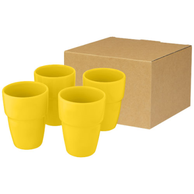 Picture of STAKI 4-PIECE 280 ML STACKABLE MUG GIFT SET in Yellow