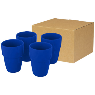Picture of STAKI 4-PIECE 280 ML STACKABLE MUG GIFT SET in Medium Blue.