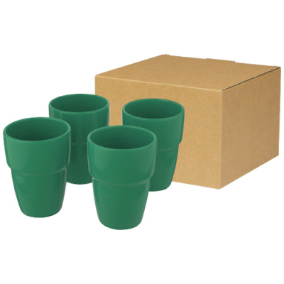 Picture of STAKI 4-PIECE 280 ML STACKABLE MUG GIFT SET in Green.