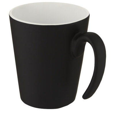 Picture of OLI 360 ML CERAMIC POTTERY MUG with Handle in White & Solid Black