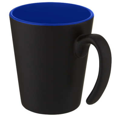 Picture of OLI 360 ML CERAMIC POTTERY MUG with Handle in Blue & Solid Black
