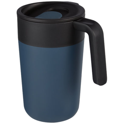 Picture of NORDIA 400 ML DOUBLE-WALL RECYCLED MUG in Dark Blue.