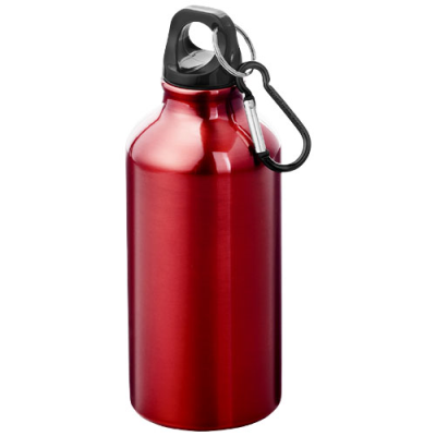 Picture of OREGON 400 ML RCS CERTIFIED RECYCLED ALUMINIUM METAL WATER BOTTLE with Carabiner in Red