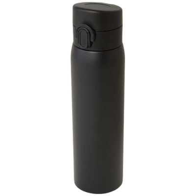 Picture of SIKA 450 ML RCS CERTIFIED RECYCLED STAINLESS STEEL METAL THERMAL INSULATED FLASK in Solid Black.
