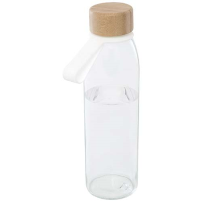 Picture of PORTO 500 ML GLASS WATER BOTTLE with Silicon Handle & Bamboo Lid 