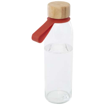 Picture of PORTO 500 ML GLASS WATER BOTTLE with Silicon Handle & Bamboo Lid 