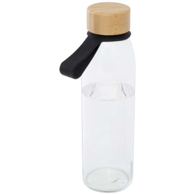 Picture of PORTO 500 ML GLASS WATER BOTTLE with Silicon Handle & Bamboo Lid 