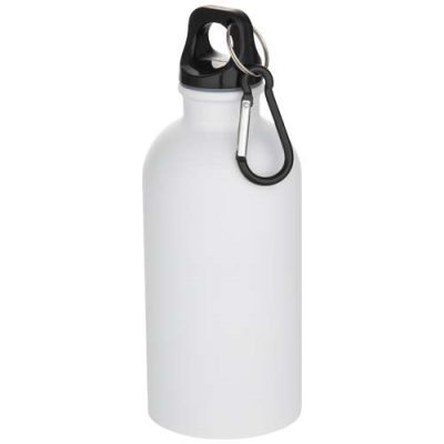 Picture of OREGON 400 ML MATTE RCS RECYCLED SINGLE WALL STAINLESS STEEL METAL WATER BOTTLE with Carabiner