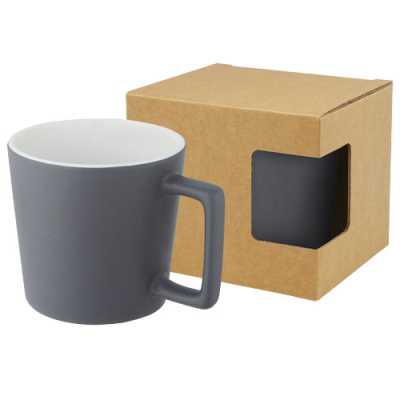 Picture of CALI 370 ML CERAMIC POTTERY MUG with Matt Finish in White & Matted Grey.