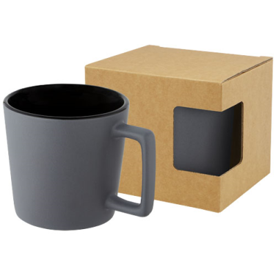 Picture of CALI 370 ML CERAMIC POTTERY MUG with Matt Finish in Solid Black & Matted Grey.