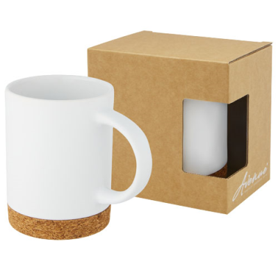 Picture of NEIVA 425 ML CERAMIC POTTERY MUG with Cork Base in White.