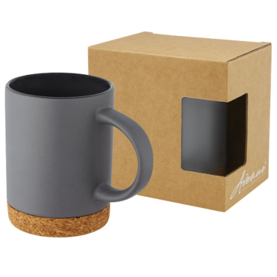 Picture of NEIVA 425 ML CERAMIC POTTERY MUG with Cork Base in Grey.