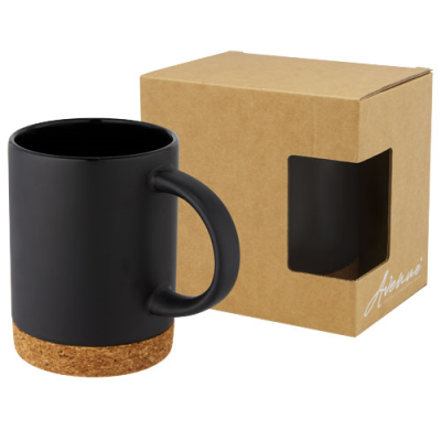 Picture of NEIVA 425 ML CERAMIC POTTERY MUG with Cork Base in Solid Black