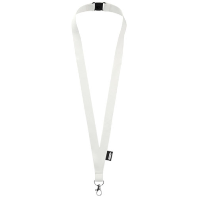 Picture of TOM RECYCLED PET LANYARD with Breakaway Closure in White.