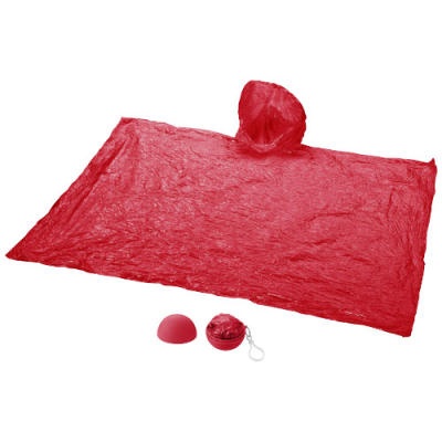 Picture of XINA RAIN PONCHO in Storage Ball with Keyring Chain in Red.