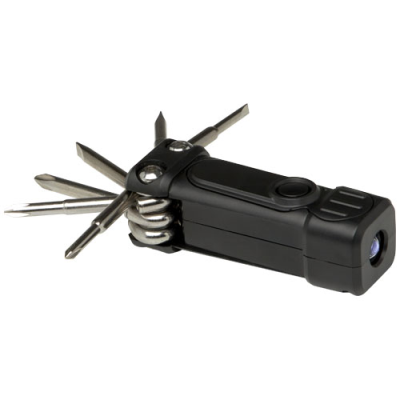 Picture of OCTO 8-IN-1 RCS RECYCLED PLASTIC SCREWDRIVER SET with Torch in Solid Black.