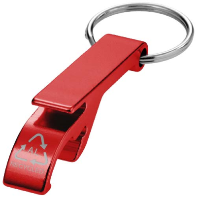 Picture of TAO RCS RECYCLED ALUMINIUM METAL BOTTLE AND CAN OPENER with Keyring Chain in Red