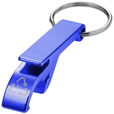 Picture of TAO RCS RECYCLED ALUMINIUM METAL BOTTLE AND CAN OPENER with Keyring Chain in Royal Blue