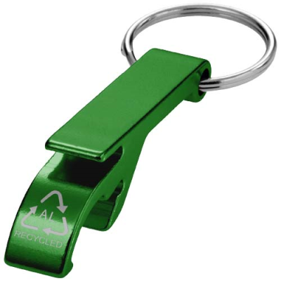 Picture of TAO RCS RECYCLED ALUMINIUM METAL BOTTLE AND CAN OPENER with Keyring Chain in Green