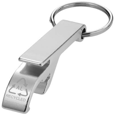 Picture of TAO RCS RECYCLED ALUMINIUM METAL BOTTLE AND CAN OPENER with Keyring Chain in Silver