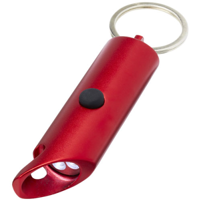 Picture of FLARE RCS RECYCLED ALUMINIUM METAL IPX LED LIGHT AND BOTTLE OPENER with Keyring Chain in Red