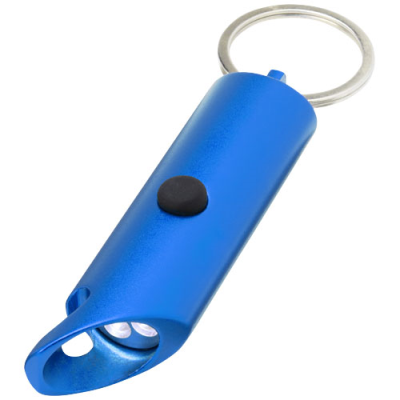 Picture of FLARE RCS RECYCLED ALUMINIUM METAL IPX LED LIGHT AND BOTTLE OPENER with Keyring Chain in Royal Blue.