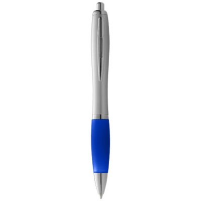 Picture of NASH BALL PEN with Silver Barrel & Colour Grip in Silver & Royal Blue.