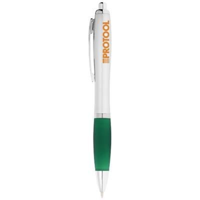 Picture of NASH BALL PEN with Silver Barrel & Colour Grip in Green & Silver.