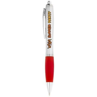 NASH BALL PEN with Silver Barrel & Colour Grip in Silver & Red.