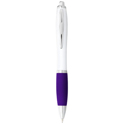 Picture of NASH BALL PEN with White Barrel & Colour Grip in White & Purple.
