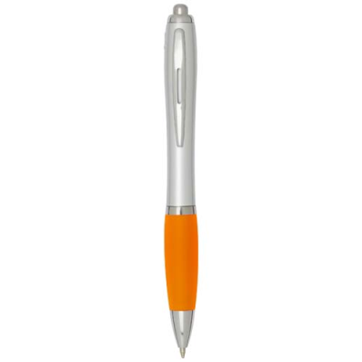 NASH RCS RECYCLED PLASTIC BALL PEN with Silver Barrel & Colour Grip (Black Ink)