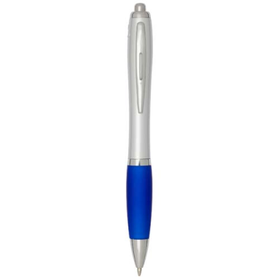Picture of NASH RCS RECYCLED PLASTIC BALL PEN with Silver Barrel & Colour Grip (Black Ink)