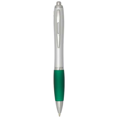 NASH RCS RECYCLED PLASTIC BALL PEN with Silver Barrel & Colour Grip (Black Ink)