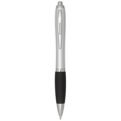NASH RCS RECYCLED PLASTIC BALL PEN with Silver Barrel & Colour Grip (Black Ink)