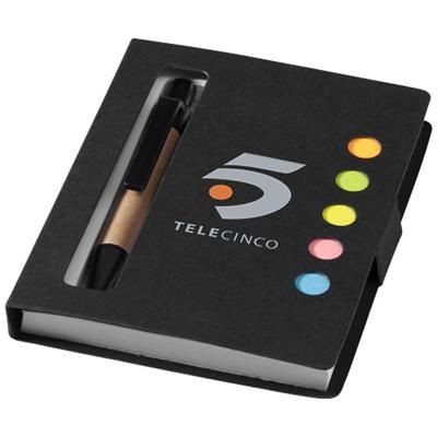 Picture of REVEAL COLOUR STICKY NOTES BOOKLET with Pen in Black Solid
