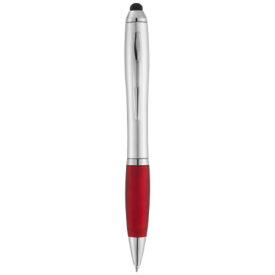 NASH STYLUS BALL PEN with Colour Grip in Silver & Red.