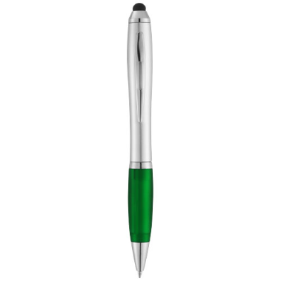 NASH STYLUS BALL PEN with Colour Grip in Silver & Green.