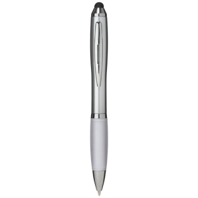 Picture of NASH STYLUS BALL PEN with Colour Grip in Silver & White