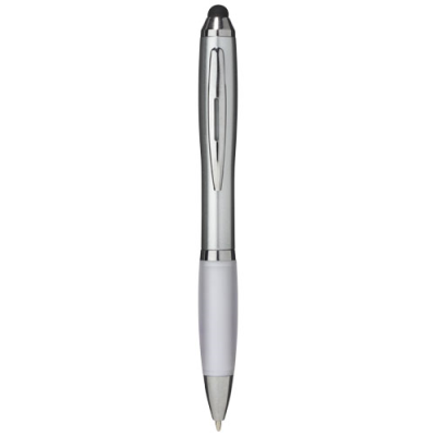 Picture of NASH STYLUS BALL PEN with Colour Grip in Silver & White.