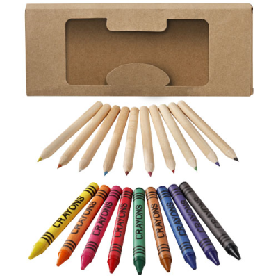 Picture of LUCKY 19-PIECE COLOUR PENCIL AND CRAYON SET in Natural.