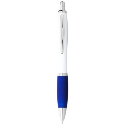 NASH BALL PEN WHITE BARREL AND COLOUR GRIP in White & Royal Blue.