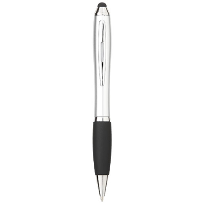 Picture of NASH COLOUR STYLUS BALL PEN with Black Grip in Silver & Solid Black.