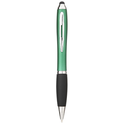 Picture of NASH COLOUR STYLUS BALL PEN with Black Grip in Green & Solid Black.